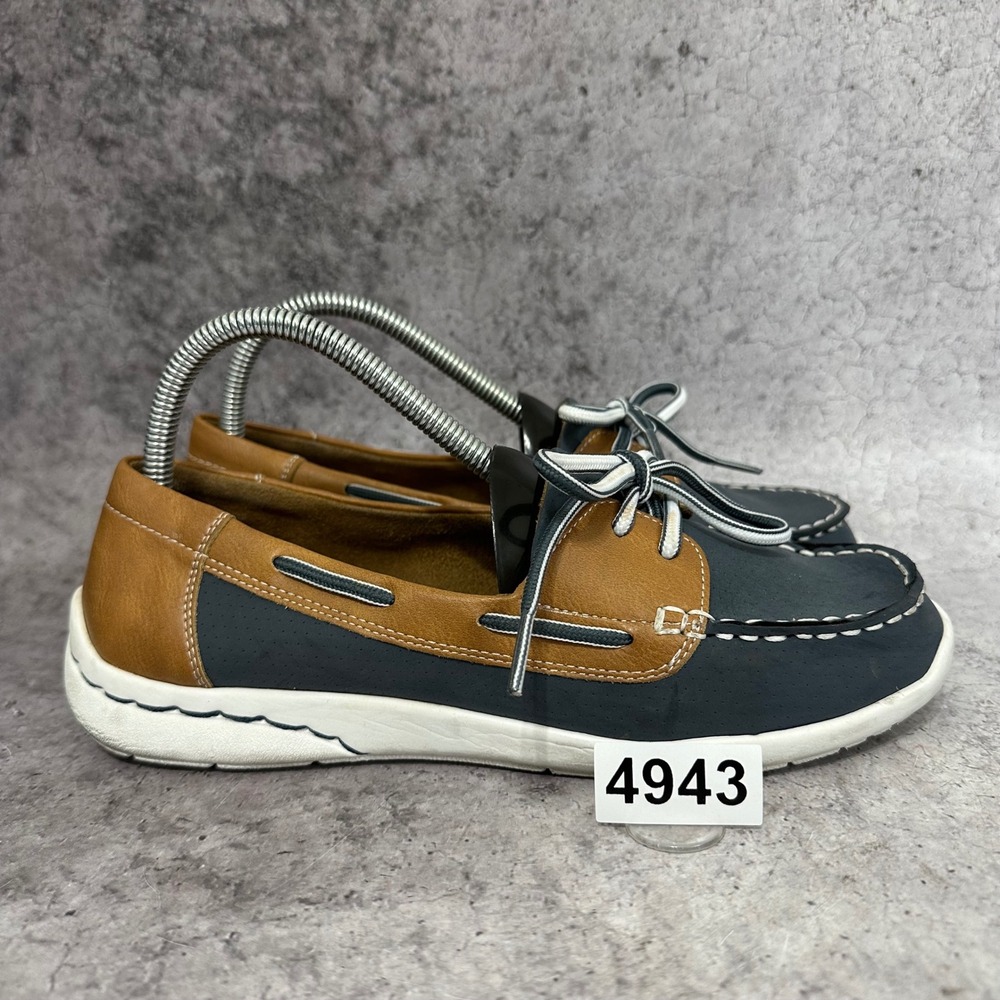Croft & Barrow Adagio Boat Shoes Womens 8 Navy Tan Ortholite Comfort Loafers